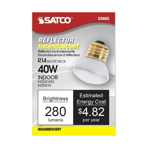 40 Watt R14 Stubby Incandescent - Clear - 1500 Average rated hours - 280 Lumens - Medium base - 120 Volt - Image 2