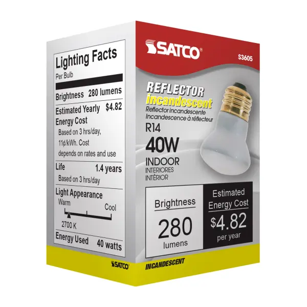 25 Watt R14 Incandescent - Translucent - 1500 Average rated hours - 135 Lumens - Medium base - 120 Volt - Image 7