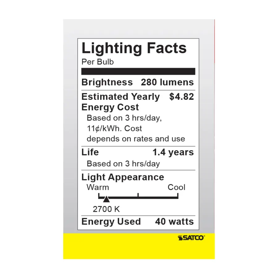 40 Watt R14 Incandescent - Clear - 1500 Average rated hours - 280 Lumens - Medium base - 120 Volt - Image 5