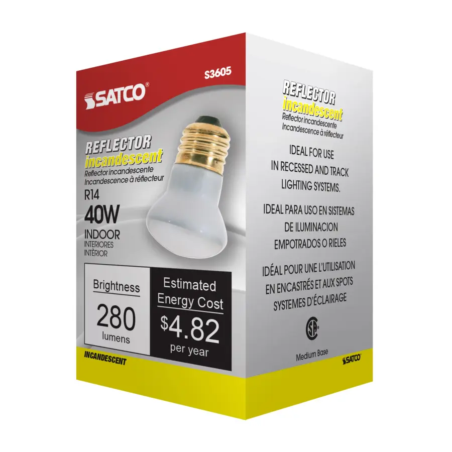 40 Watt R14 Incandescent - Clear - 1500 Average rated hours - 280 Lumens - Medium base - 120 Volt - Image 6