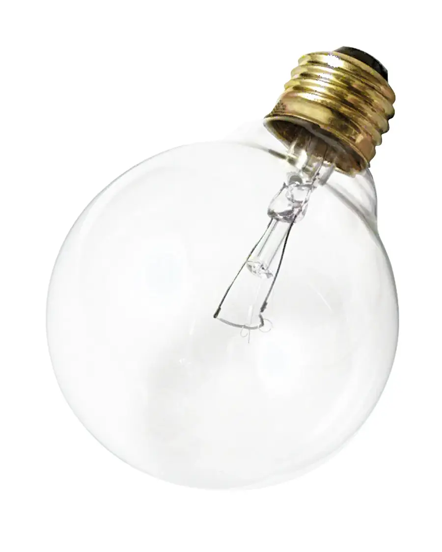 25 Watt G30 Incandescent - Clear - 2500 Average rated hours - 180 Lumens - Medium base - 120 Volt