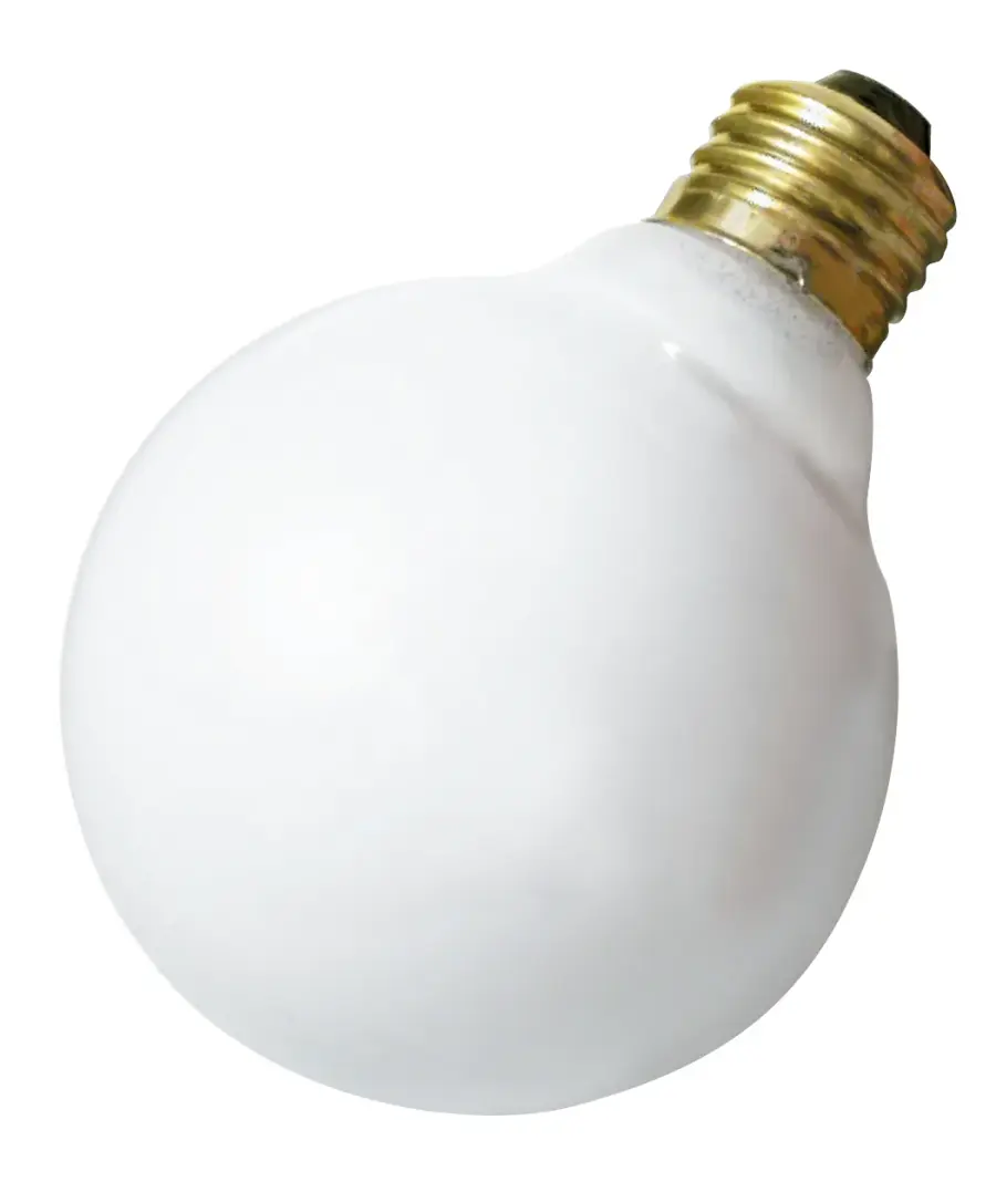 25 Watt G30 Incandescent - Gloss White - 2500 Average rated hours - 150 Lumens - Medium base - 120 Volt
