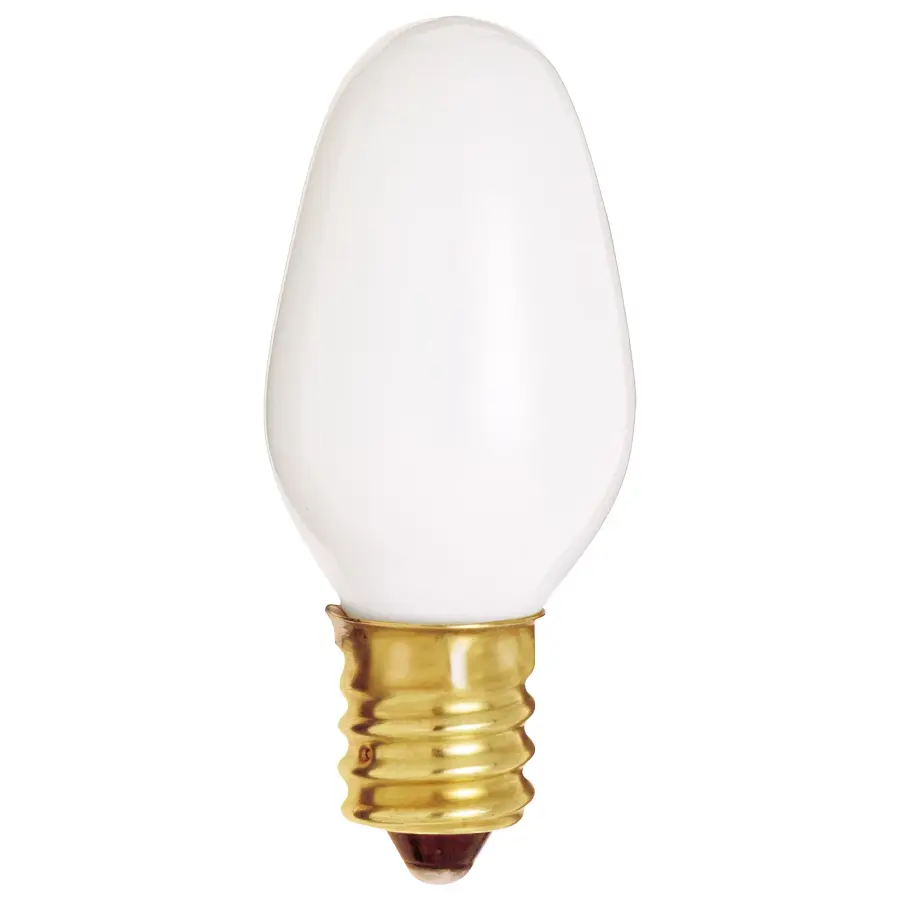4 Watt C7 Incandescent - White - 3000 Average rated hours - 8 Lumens - Candelabra base - 120 Volt
