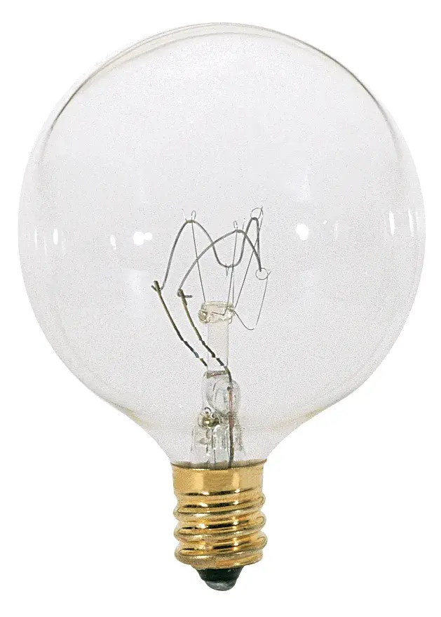 25 Watt G16 1/2 Incandescent - Clear - 1500 Average rated hours - 232 Lumens - Candelabra base - 120 Volt - 2-Card - Image 1