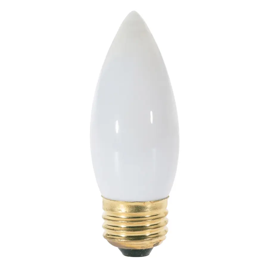 25 Watt B11 Incandescent - White - 1500 Average rated hours - 150 Lumens - Medium base - 120 Volt - 2-Card