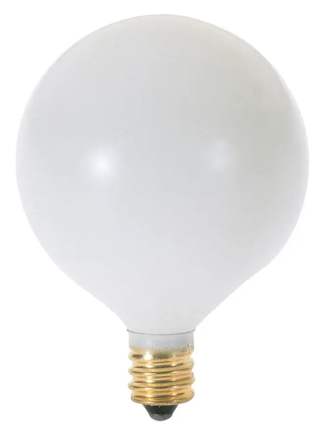 25 Watt G16 1/2 Incandescent - Satin White - 1500 Average rated hours - 202 Lumens - Candelabra base - 120 Volt - 2-Card - Image 1
