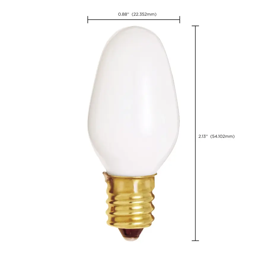 7 Watt C7 Incandescent - White - 3000 Average rated hours - 28 Lumens - Candelabra base - 120 Volt - 2-Card - Image 3