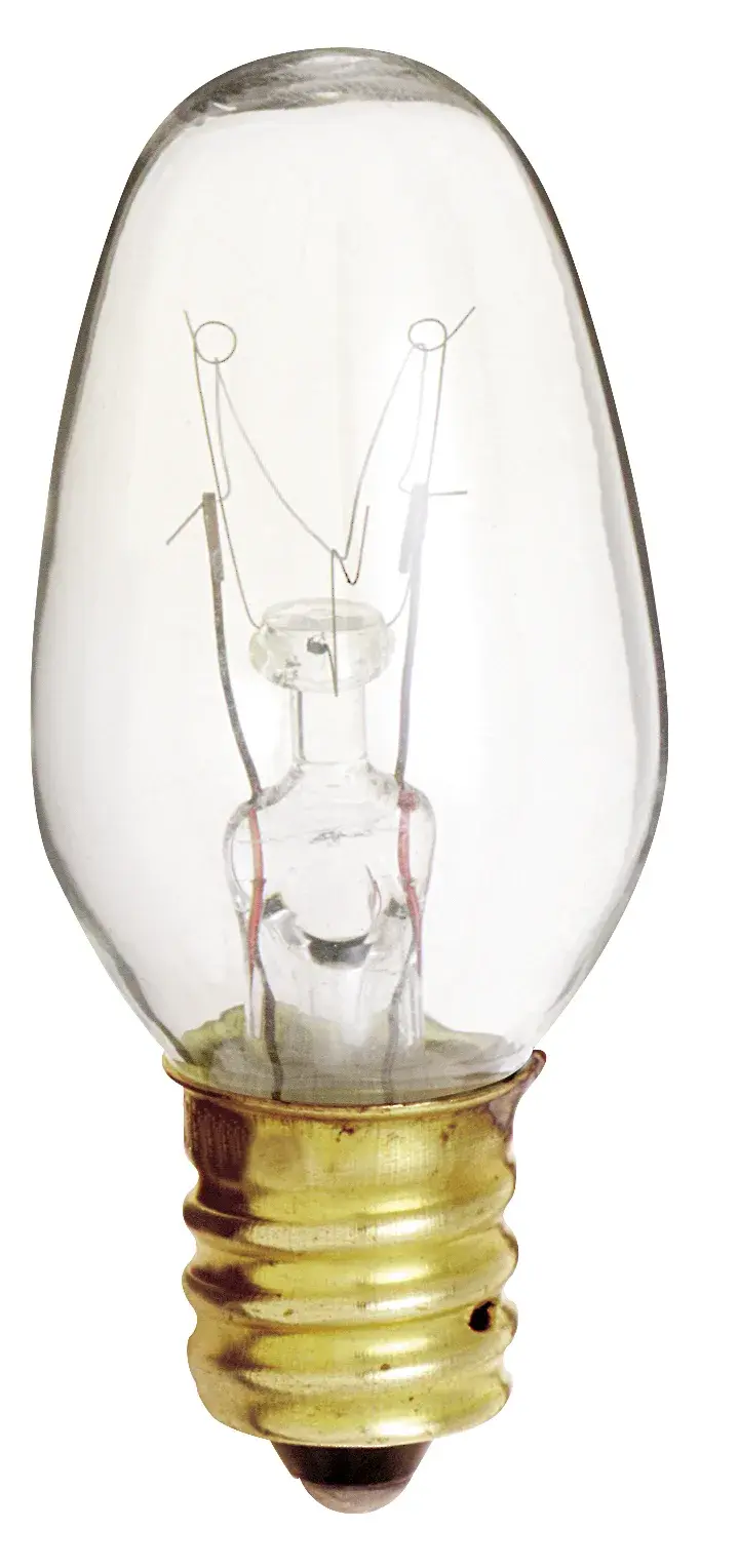 4 Watt C7 Incandescent - Clear - 3000 Average rated hours - 16 Lumens - Candelabra base - 120 Volt - 2-Card - Image 1