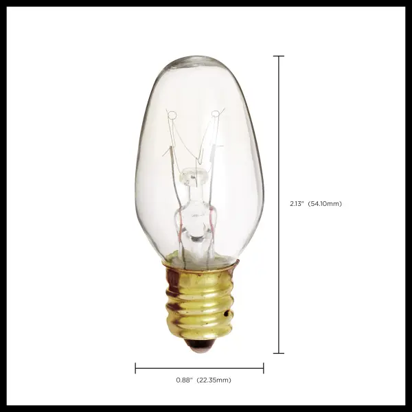 4 Watt C7 Incandescent - Clear - 3000 Average rated hours - 16 Lumens - Candelabra base - 120 Volt - 2-Card - Image 4