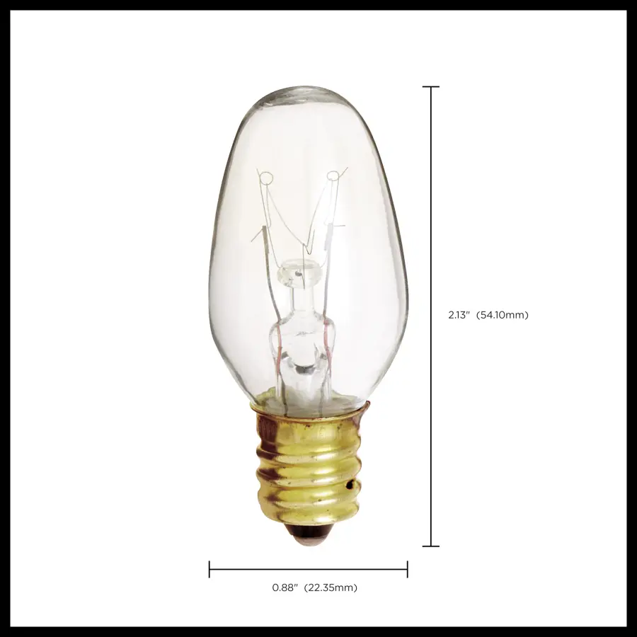 4 Watt C7 Incandescent - Clear - 3000 Average rated hours - 16 Lumens - Candelabra base - 120 Volt - 2-Card - Image 4