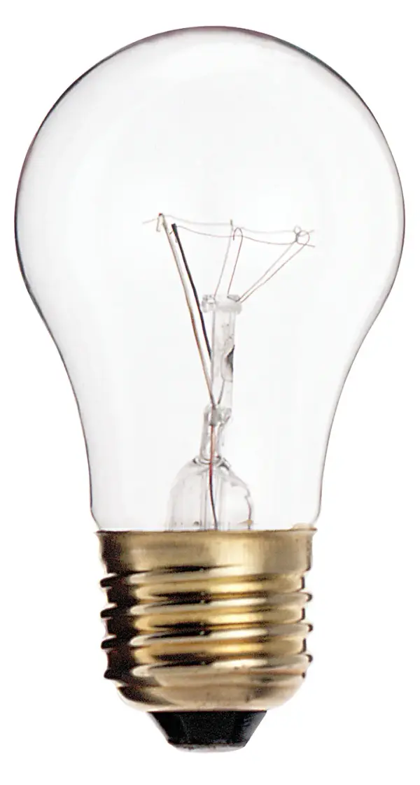 40 Watt A15 Incandescent - Clear - Appliance Lamp - 2500 Average rated hours - 300/225 Lumens - Medium base - 130/120 Volt
