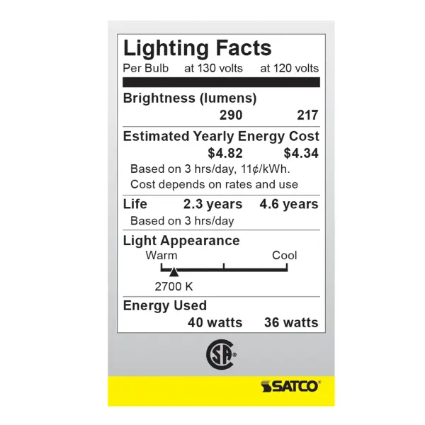 40 Watt A15 Incandescent - Frost - Appliance Lamp - 2500 Average rated hours - 290/217 Lumens - Medium base - 130/120 Volt - Image 5