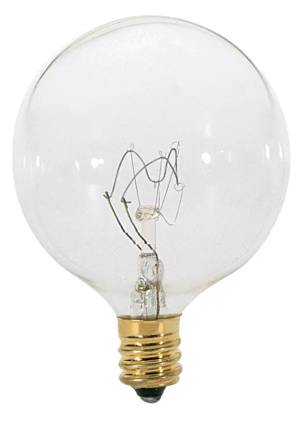 25 Watt G16 1/2 Incandescent - Clear - 1500 Average rated hours - 232 Lumens - Candelabra base - 120 Volt