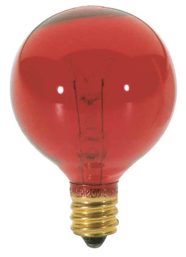 10 Watt G12 1/2 Incandescent - Transparent Red - 1500 Average rated hours - Candelabra base - 120 Volt