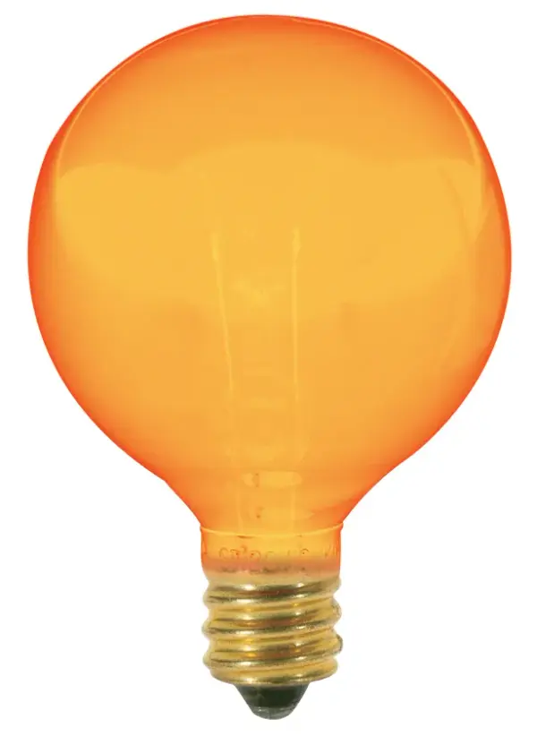 10 Watt G12 1/2 Incandescent - Transparent Amber - 1500 Average rated hours - Candelabra base - 120 Volt