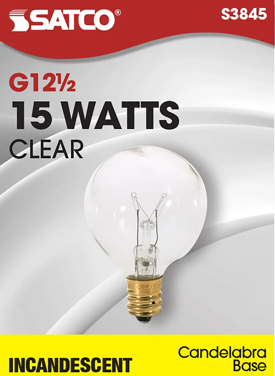 15 Watt G12 1/2 Incandescent - Clear - 1500 Average rated hours - 100 Lumens - Candelabra base - 120 Volt - Image 2