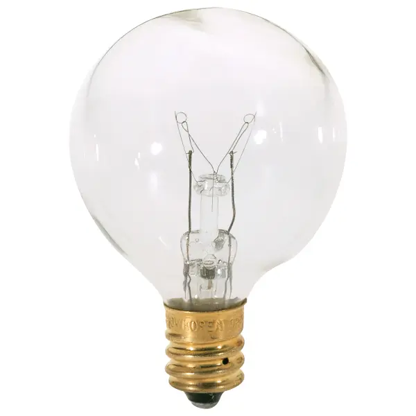 25 Watt G12 1/2 Incandescent - Clear - 1500 Average rated hours - 180 Lumens - Candelabra base - 120 Volt