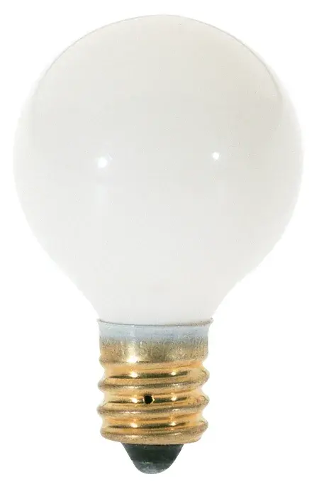 10 Watt G8 Incandescent - Gloss White - 1500 Average rated hours - 50 Lumens - Candelabra base - 120 Volt