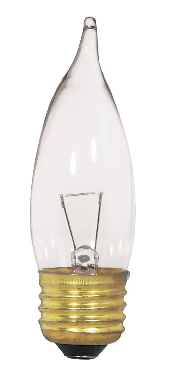 25 Watt CA10 Incandescent - Clear - 1500 Average rated hours - 250 Lumens - Medium base - 12 Volt