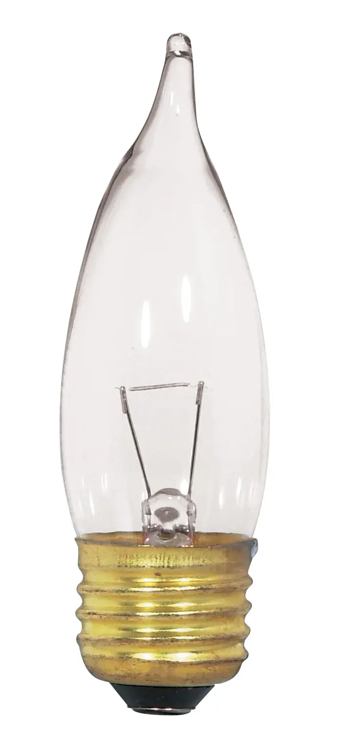 25 Watt CA10 Incandescent - Clear - 1500 Average rated hours - 250 Lumens - Medium base - 12 Volt