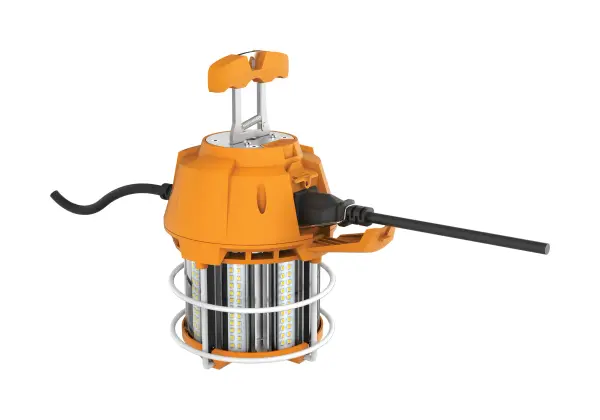 60 Watt LED Hi-Lumen temporary Hi-Bay Caged lamp - 5000K - Integrated Cord / Plug & Hook - 120 Volt - Image 3