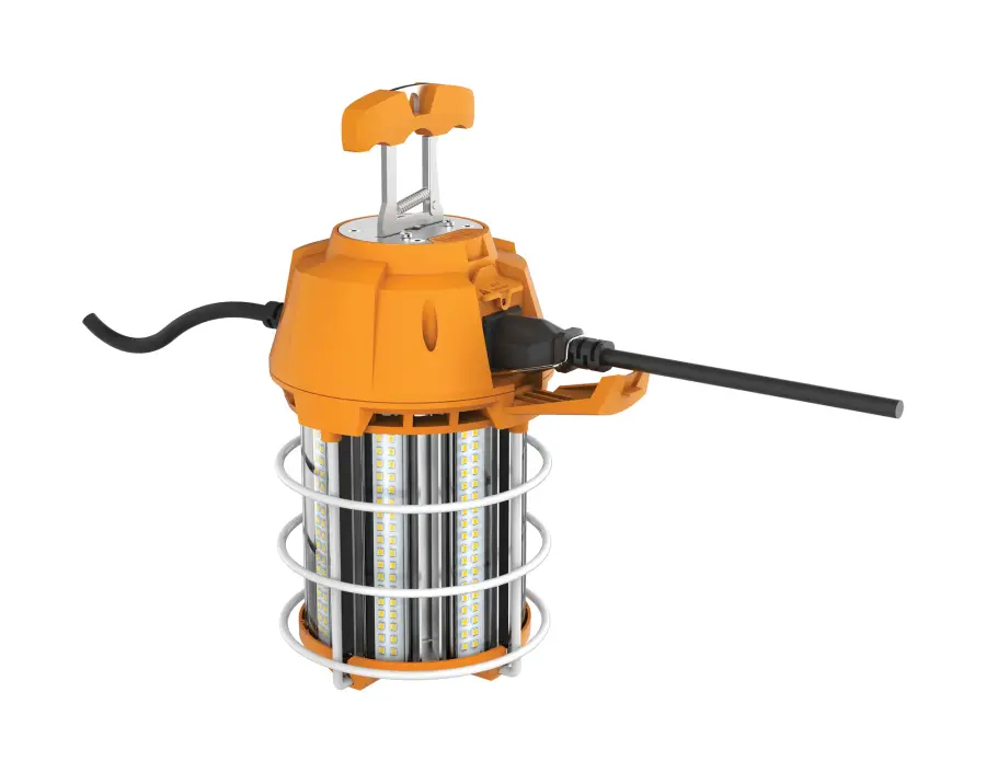100 Watt LED Hi-Lumen temporary Hi-Bay Caged lamp - 5000K - Integrated Cord / Plug & Hook - 120 Volt - Image 3