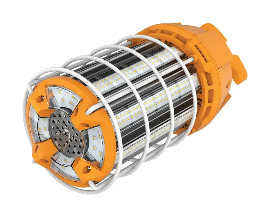 150 Watt LED Hi-Lumen temporary Hi-Bay Caged lamp - 5000K - Integrated Cord / Plug & Hook - 120 Volt - Image 3