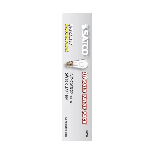 6 Watt S6 Incandescent - Clear - 2500 Average rated hours - 30 Lumens - Candelabra base - 130 Volt - Image 4