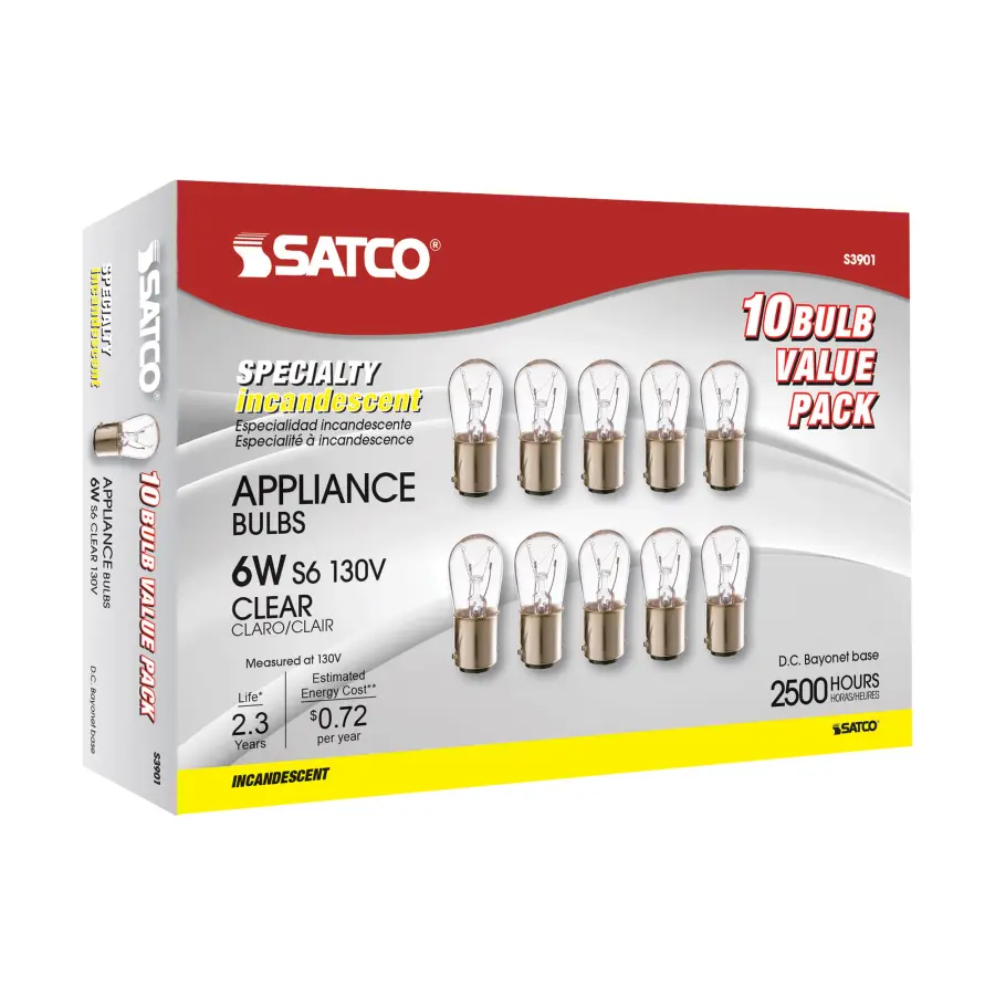 6 Watt S6 Incandescent - Clear - 2500 Average rated hours - 30 Lumens - DC Bay base - 130 Volt - Image 7
