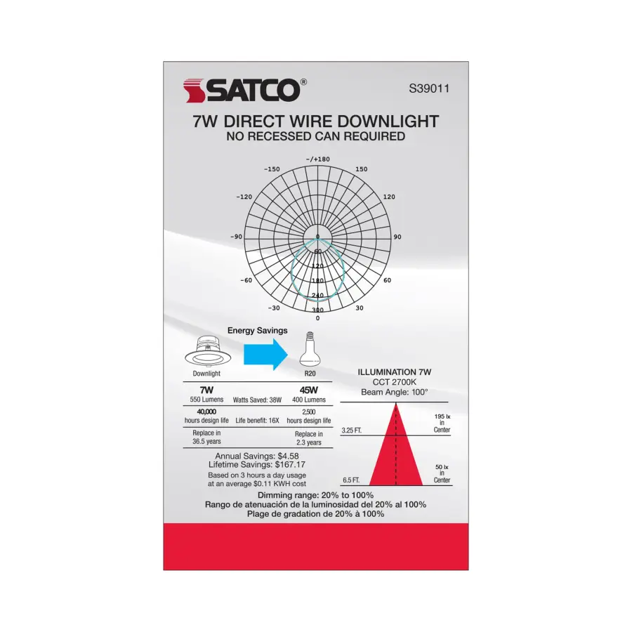 7 watt LED Direct Wire Downlight - 4 inch: 2700K - 120 volt - Dimmable - Image 5
