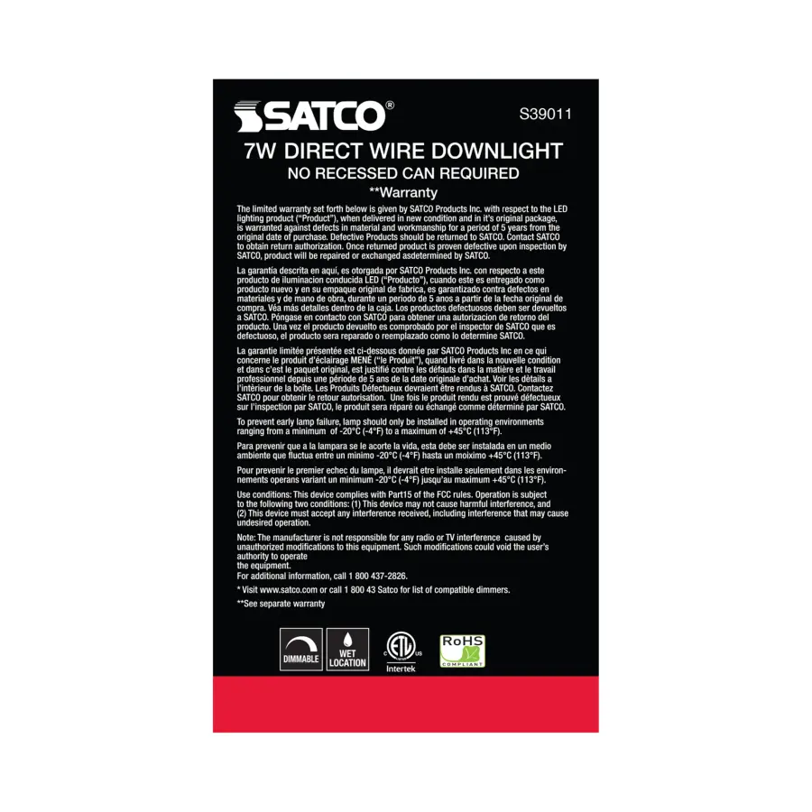 7 watt LED Direct Wire Downlight - 4 inch: 2700K - 120 volt - Dimmable - Image 6
