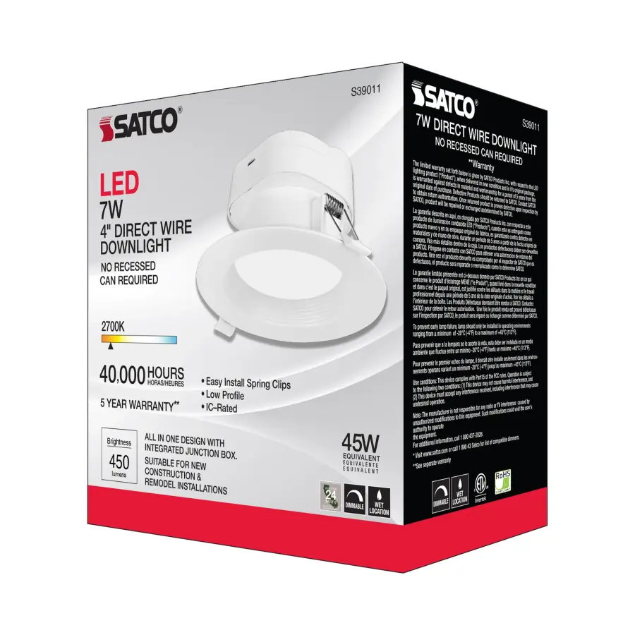 7 watt LED Direct Wire Downlight - 4 inch: 2700K - 120 volt - Dimmable - Image 7