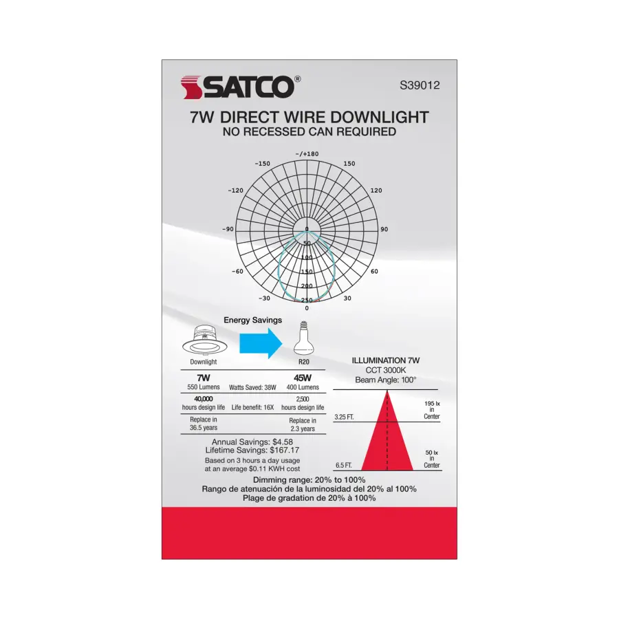 7 watt LED Direct Wire Downlight - 4 inch - 3000K - 120 volt - Dimmable - Image 5
