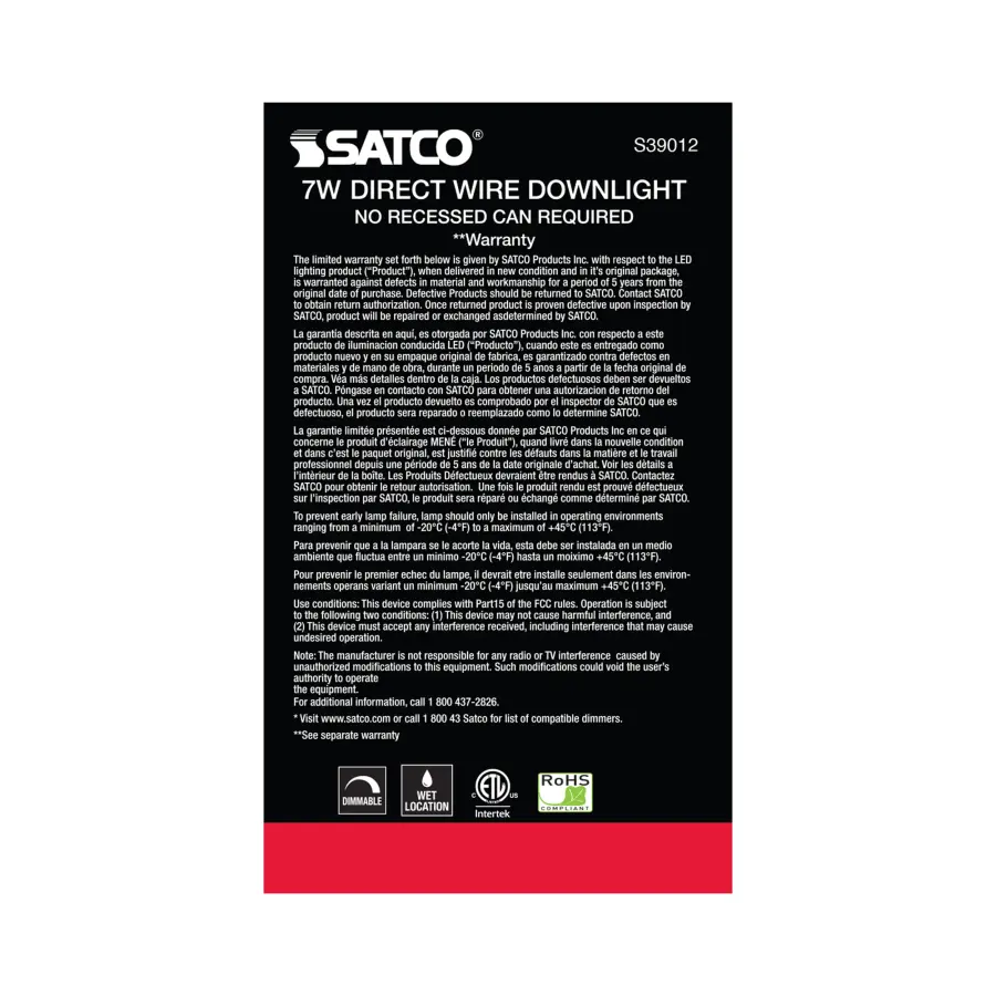 7 watt LED Direct Wire Downlight - 4 inch - 3000K - 120 volt - Dimmable - Image 6