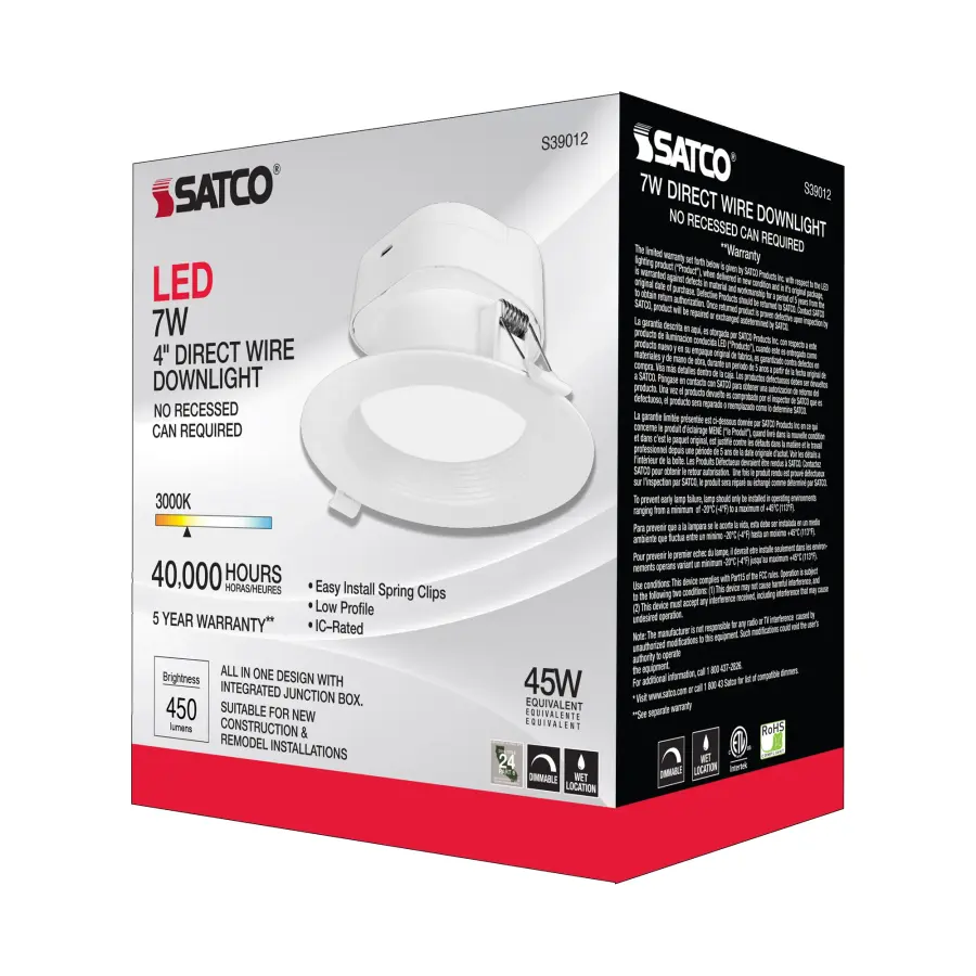 7 watt LED Direct Wire Downlight - 4 inch - 3000K - 120 volt - Dimmable - Image 7