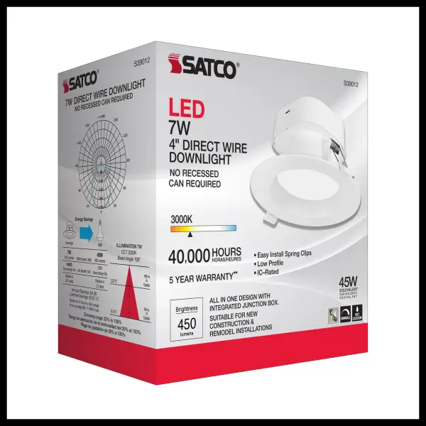 7 watt LED Direct Wire Downlight - 4 inch - 3000K - 120 volt - Dimmable - Image 8