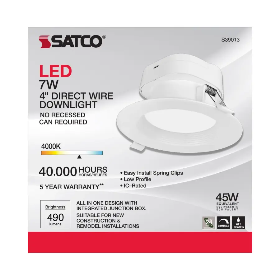 7 watt LED Direct Wire Downlight - 4 inch - 4000K - 120 volt - Dimmable - Image 3