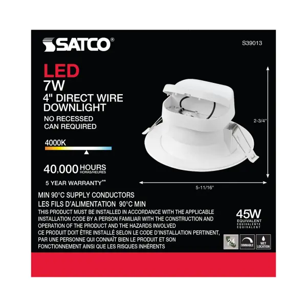 7 watt LED Direct Wire Downlight - 4 inch - 4000K - 120 volt - Dimmable - Image 4