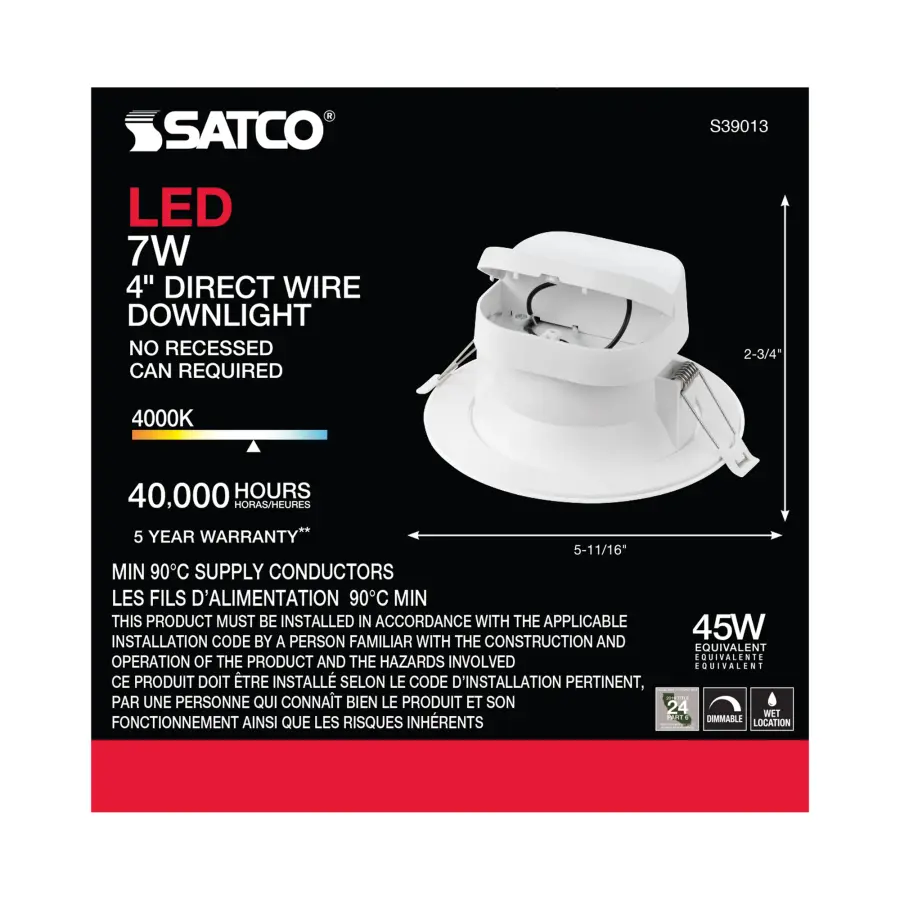 7 watt LED Direct Wire Downlight - 4 inch - 4000K - 120 volt - Dimmable - Image 4