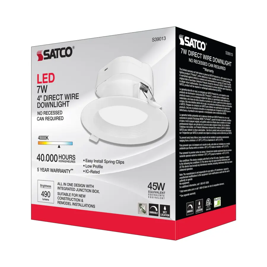7 watt LED Direct Wire Downlight - 4 inch - 4000K - 120 volt - Dimmable - Image 7