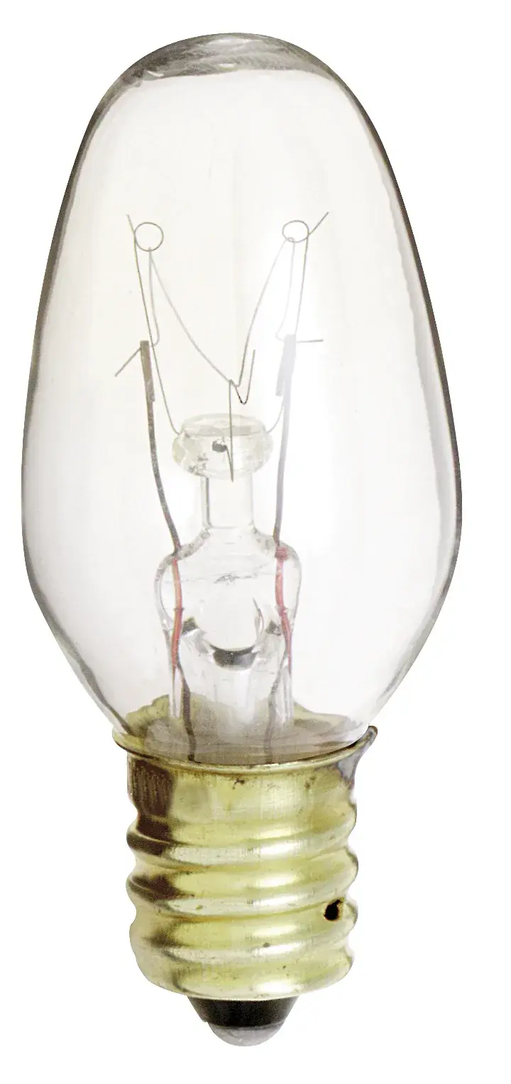 7 Watt C7 Incandescent - Clear - 2500 Average rated hours - 35 Lumens - Candelabra base - 130 Volt - Image 1