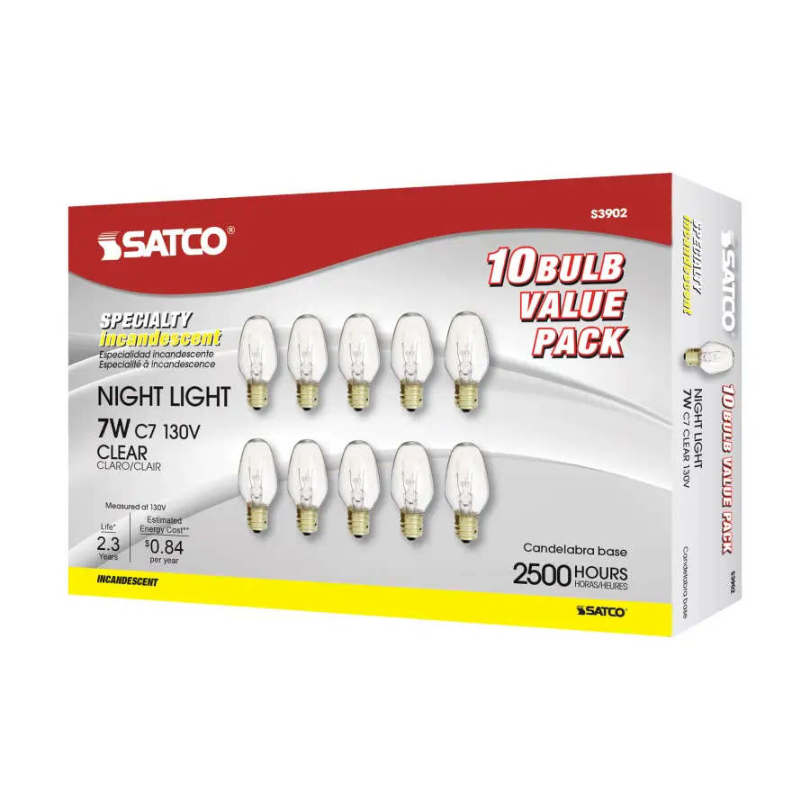 7 Watt C7 Incandescent - Clear - 2500 Average rated hours - 35 Lumens - Candelabra base - 130 Volt - Image 6