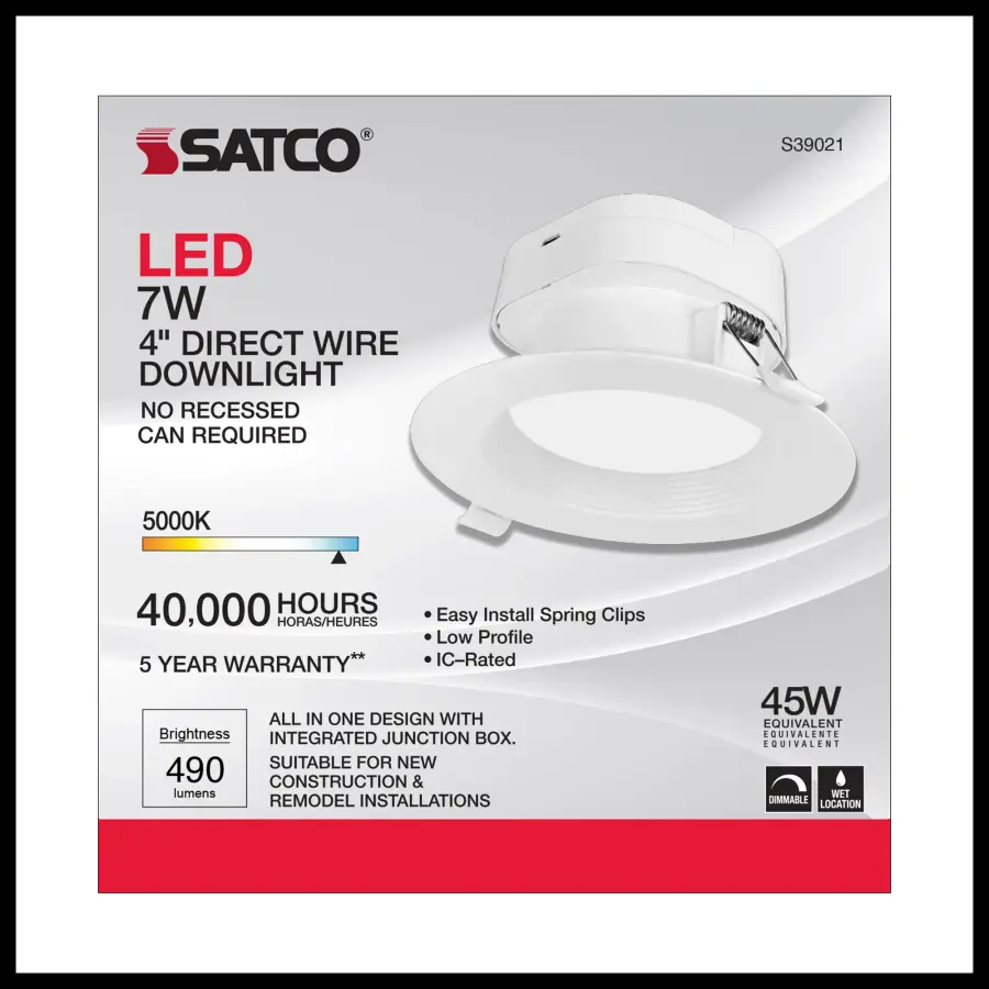 7 watt LED Direct Wire Downlight - 4 inch - 5000K - 120 volt - Dimmable - Image 3