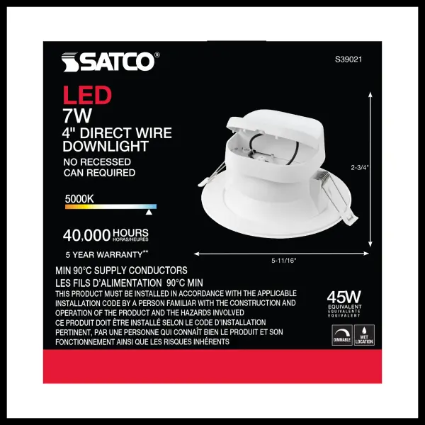 7 watt LED Direct Wire Downlight - 4 inch - 5000K - 120 volt - Dimmable - Image 4