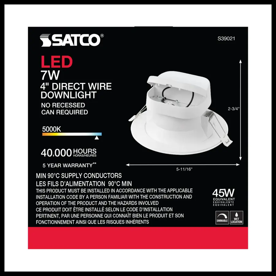 7 watt LED Direct Wire Downlight - 4 inch - 5000K - 120 volt - Dimmable - Image 4