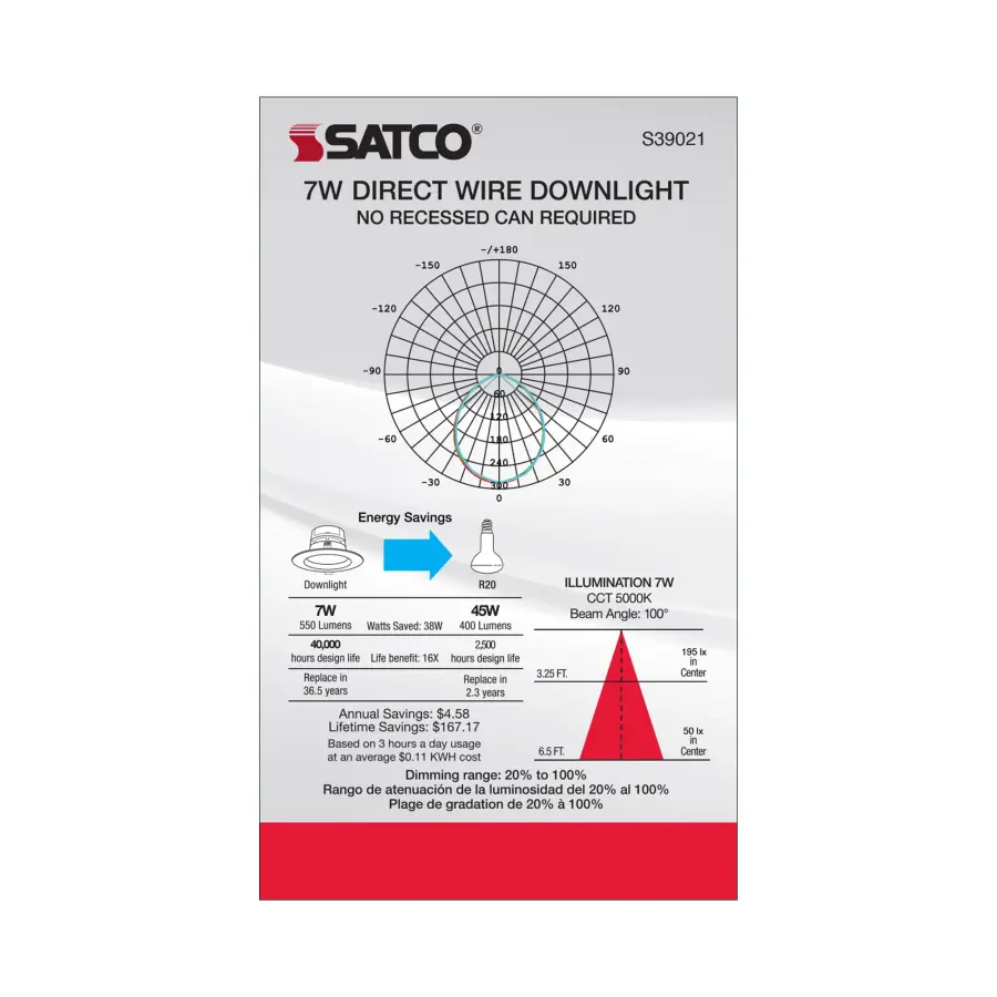 7 watt LED Direct Wire Downlight - 4 inch - 5000K - 120 volt - Dimmable - Image 5