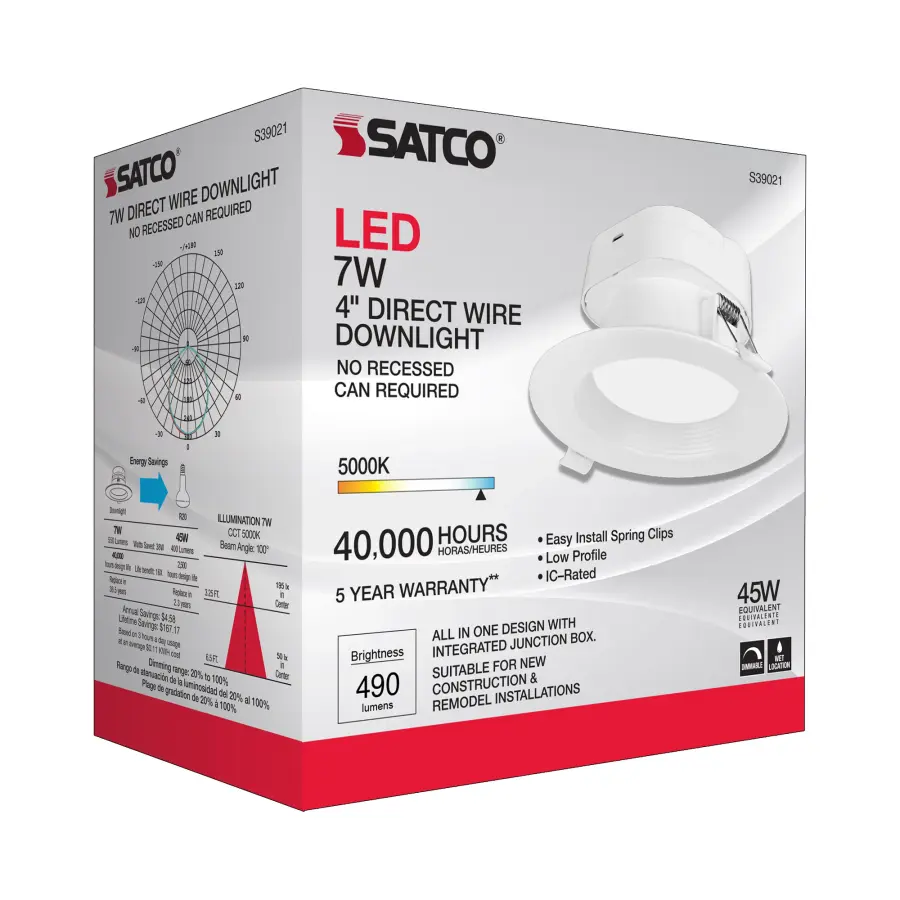7 watt LED Direct Wire Downlight - 4 inch - 5000K - 120 volt - Dimmable - Image 8
