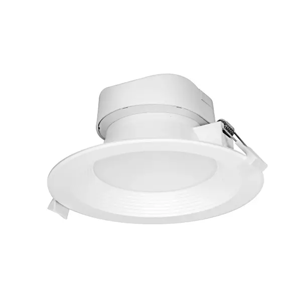 SATCO NUVO's 9-watt, LED 5-6 inch, recessed downlight fixture is direct wired and offers warm white light with a 100 degree beam spread. This LED downlight is an energy efficient lighting solution for retail spaces, offices, and drop ceilings. Dimmable and long lasting, this fixture delivers 40,000 hours of exceptional illumination.
