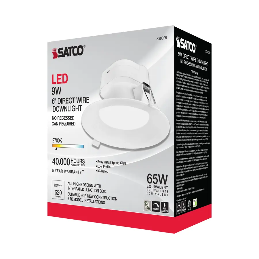 9 watt LED Direct Wire Downlight - 5-6 inch - 2700K - 120 volt - Dimmable - Image 12