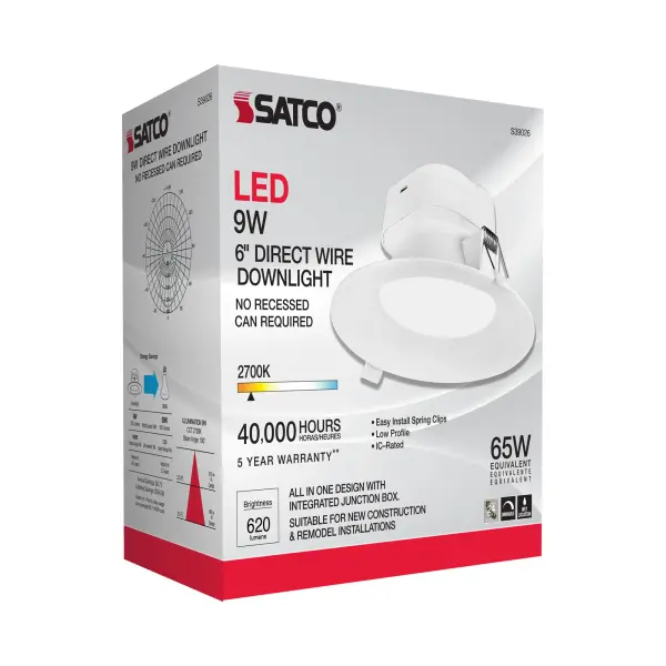 9 watt LED Direct Wire Downlight - 5-6 inch - 2700K - 120 volt - Dimmable - Image 13